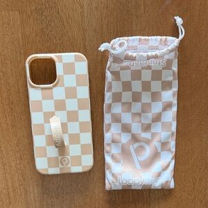 Loopy Case Beige & White Checkerboard iPhone Case with Built-In Grip